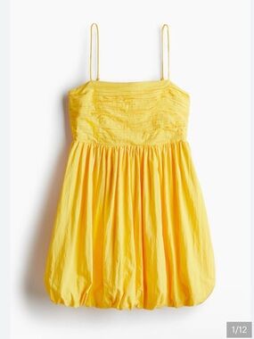 H&M Yellow Bubble-Hem Spaghetti Strap Dress
